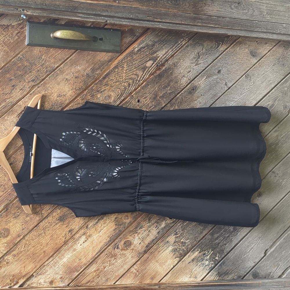 Next dress sleeveless waist cinch tie fully lined little black Dress Large